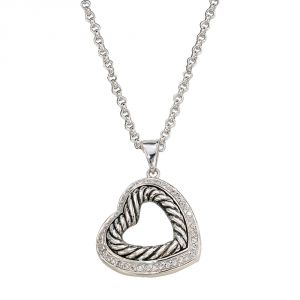 Montana Silversmiths Nested Silver and Twisted Rope Hearts Necklace (NC1059)